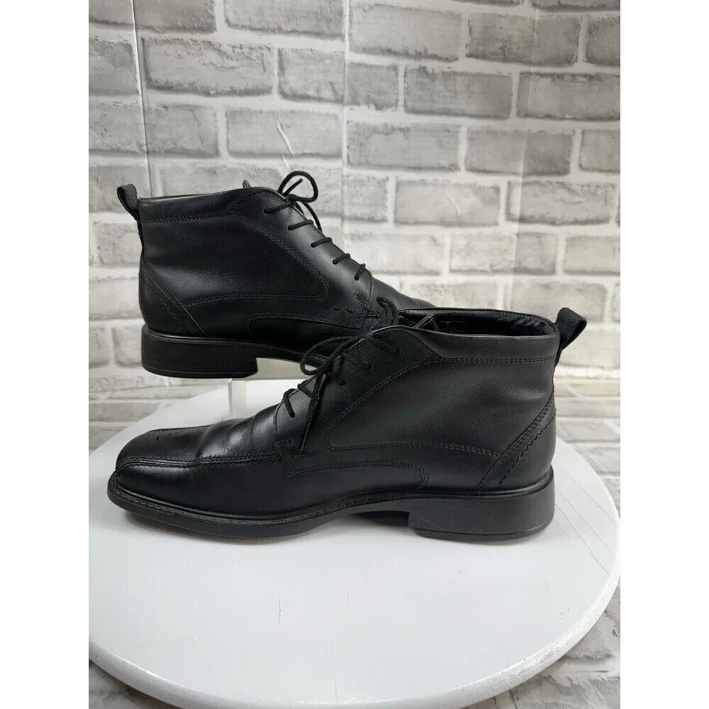 Ecco Gore-Tex Leather Chukka Ankle Boots Lace Up Black Men's EU 45 US 11/11.5